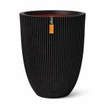 Masca de ghiveci premium eleganta Groove NL, din material compozit, dimensiuni 34x46cm, culoarea negru